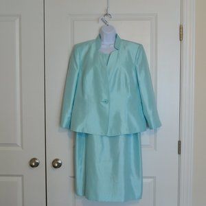 Kasper Sleeveless Teal Colored Dress with Matching Jacket, Size 16